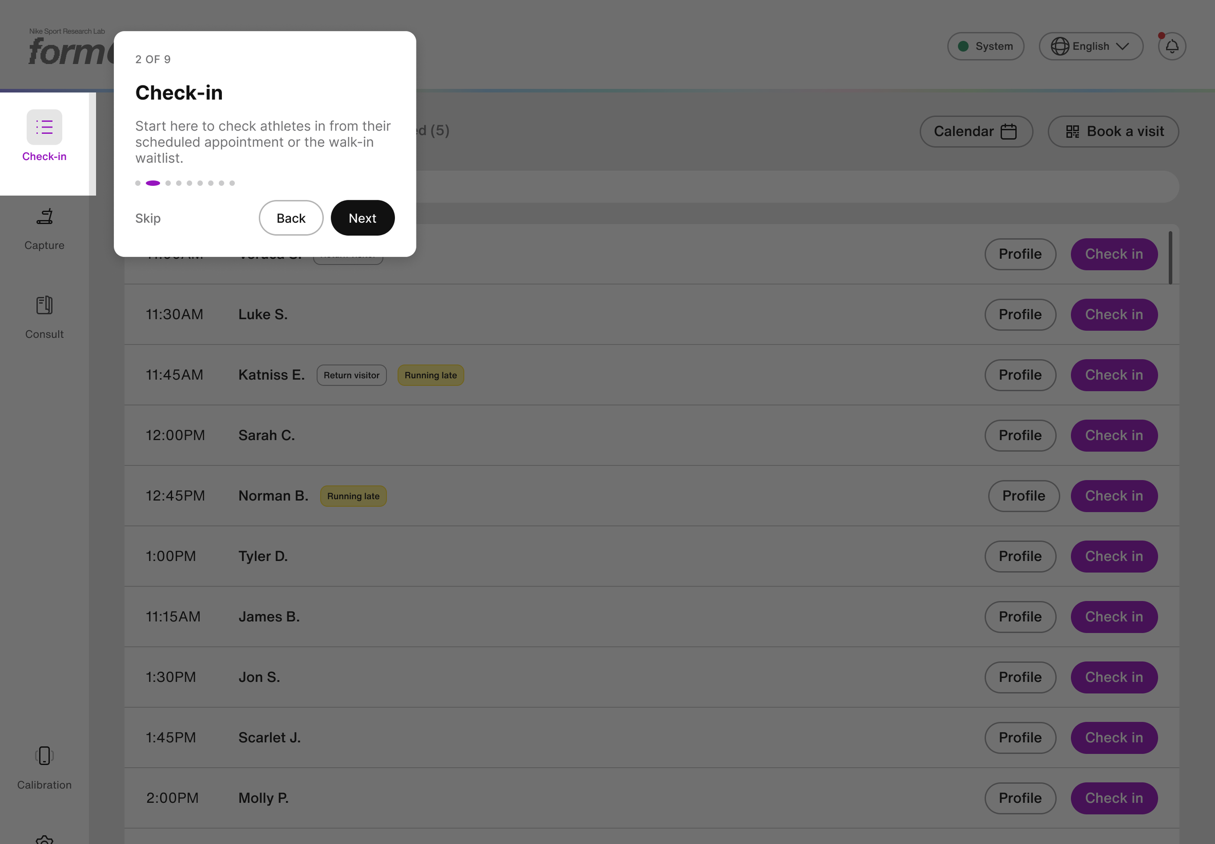 Onboarding - Check in, screen 3 of 32