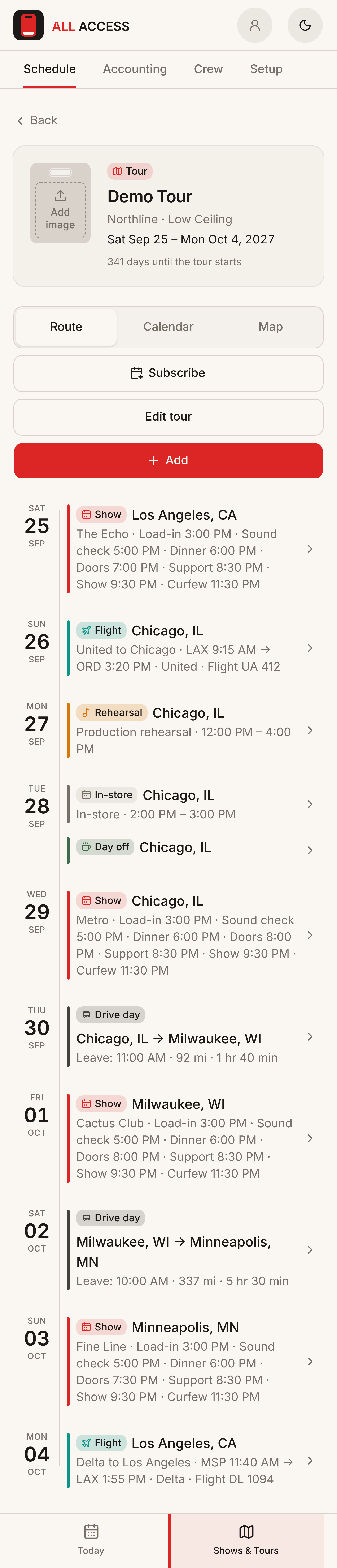 Route, screen 2 of 4