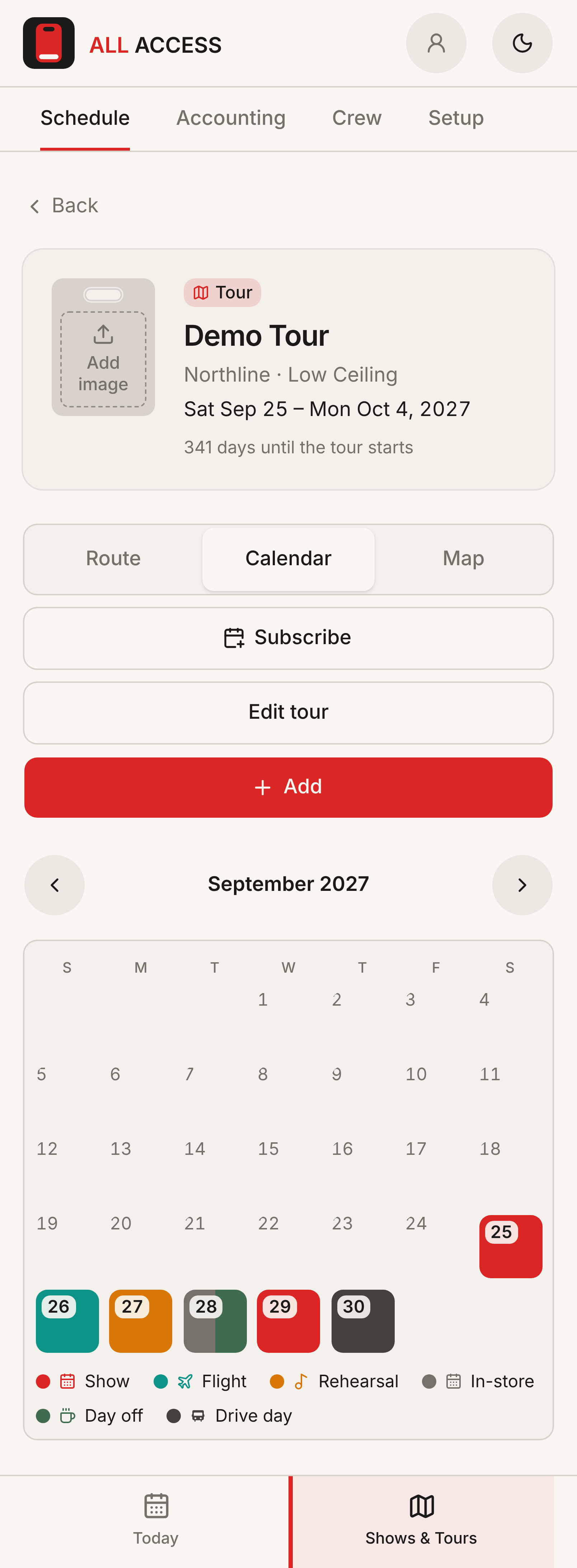 Calendar, screen 3 of 4