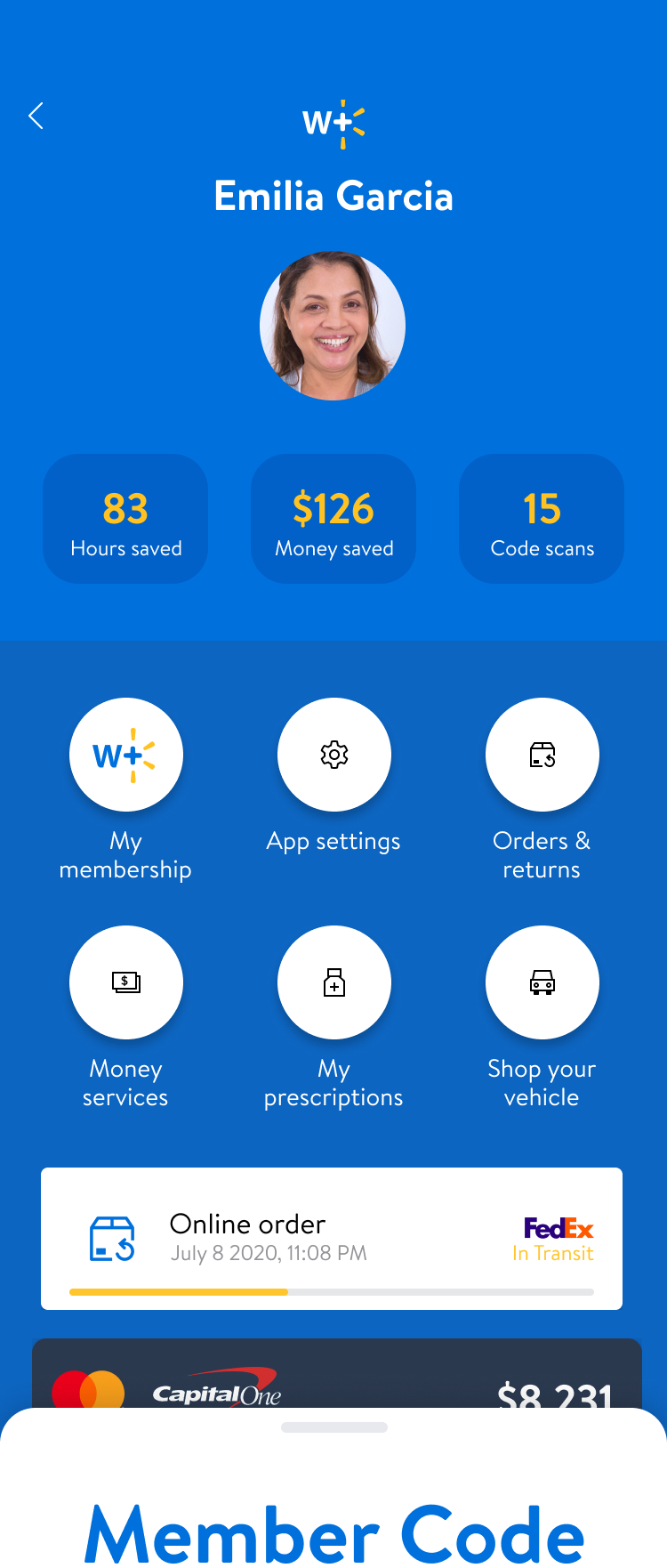 Savings and member code, screen 2 of 12