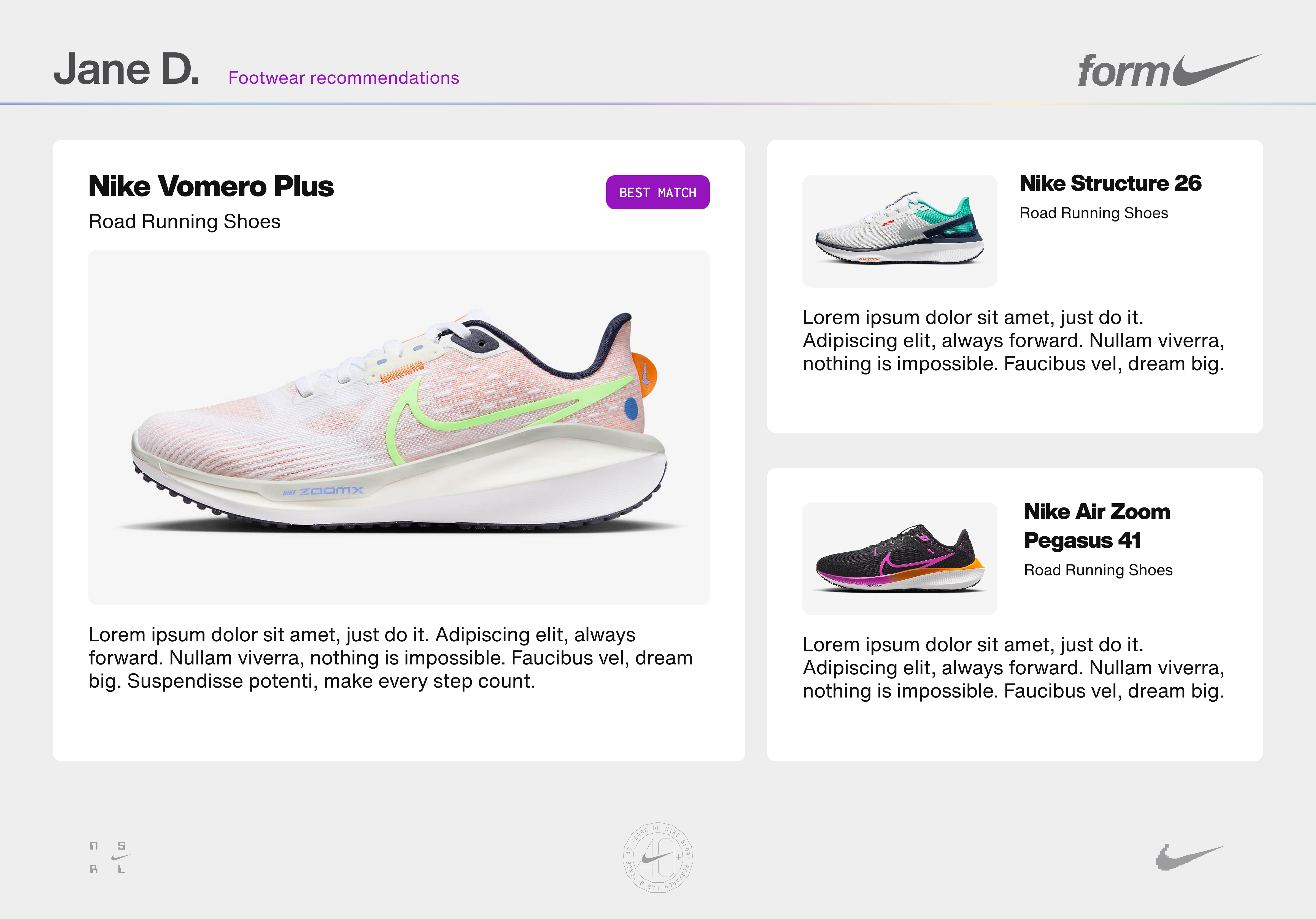 Footwear recommendations, screen 7 of 8