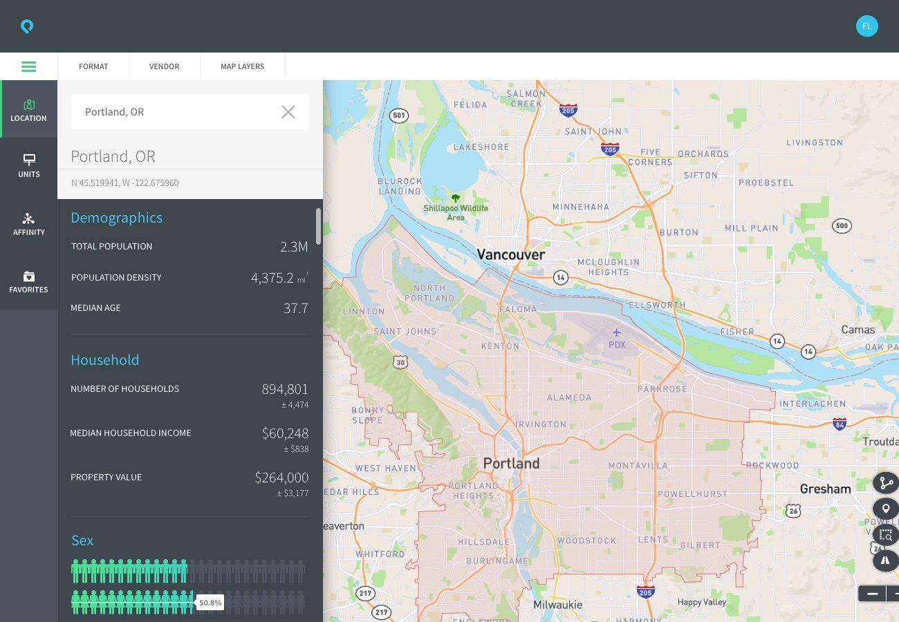 Location result with demographics.
